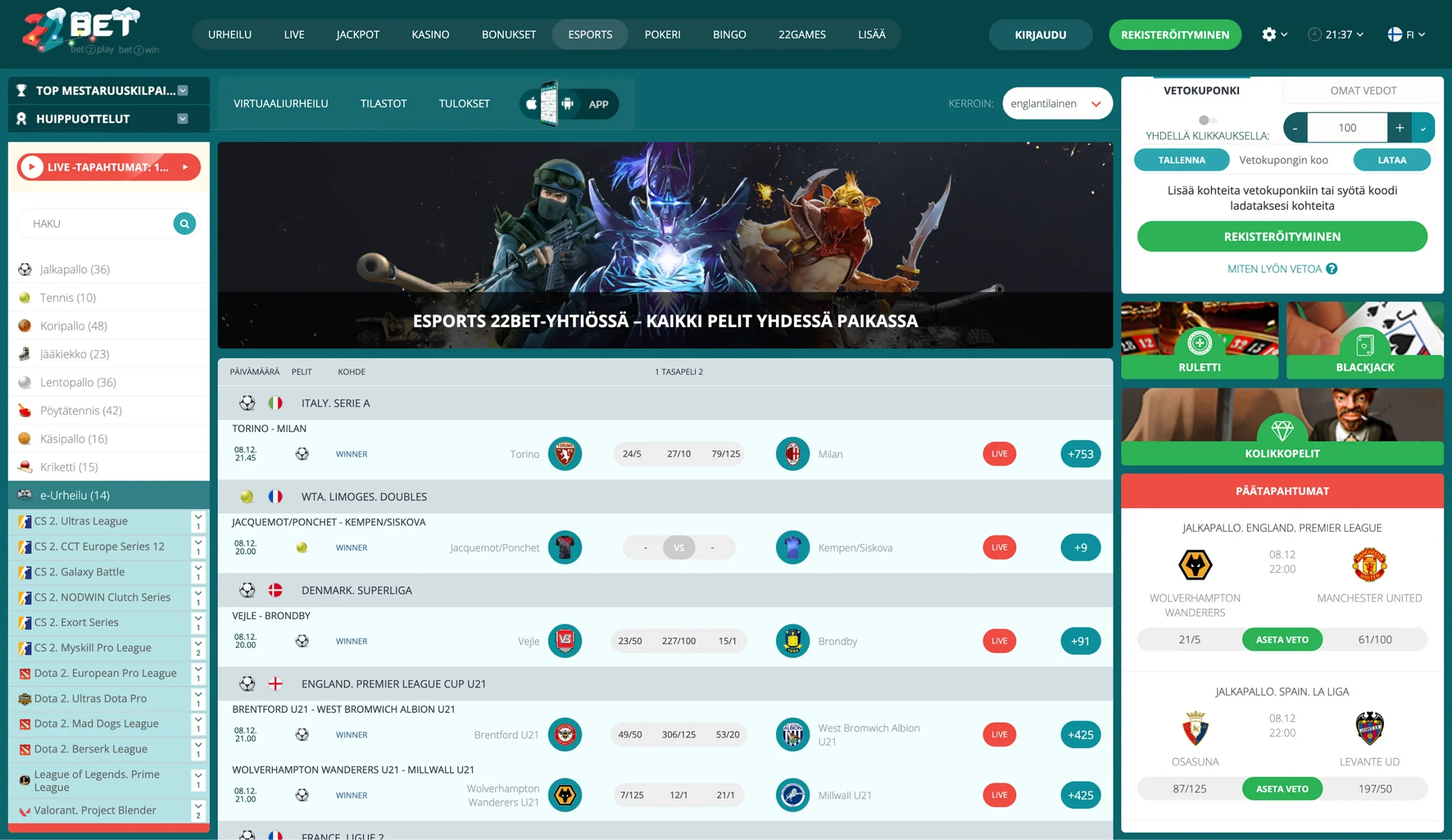 22Bet verkossa
