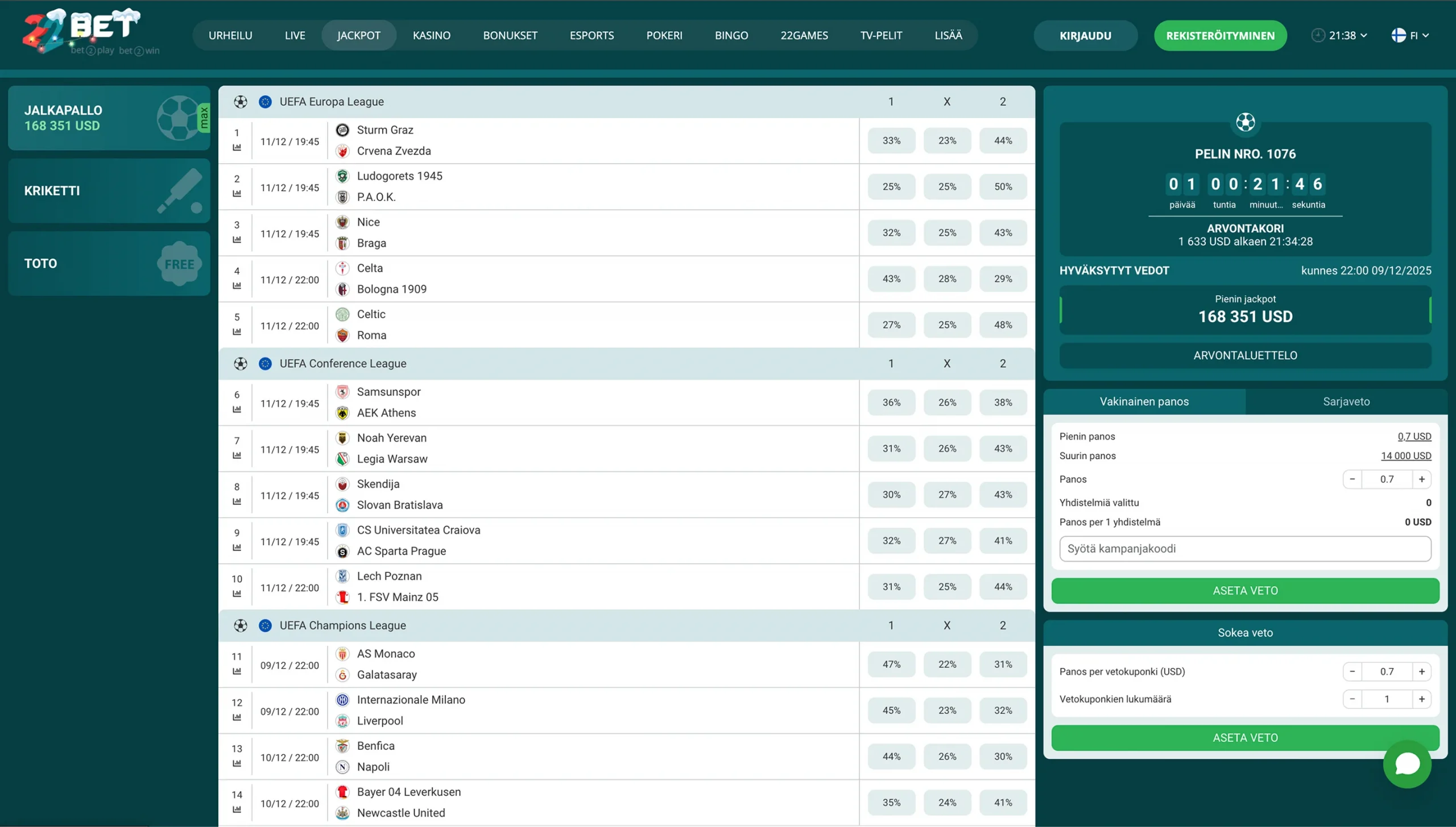22Bet vedonvälittäjä